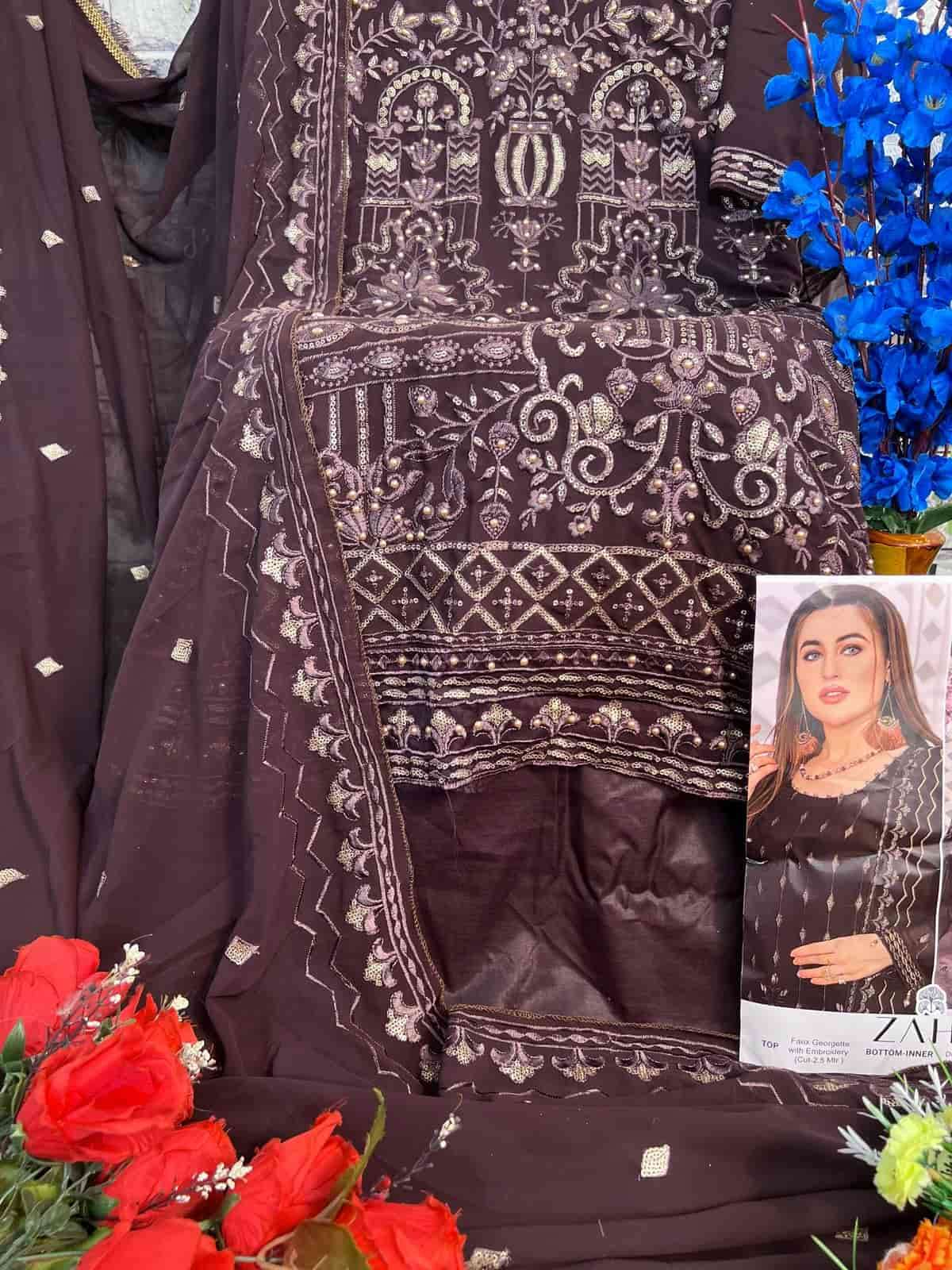 Zaha 10233 Pakistani style Designer Georgette Suit Exporter view 3