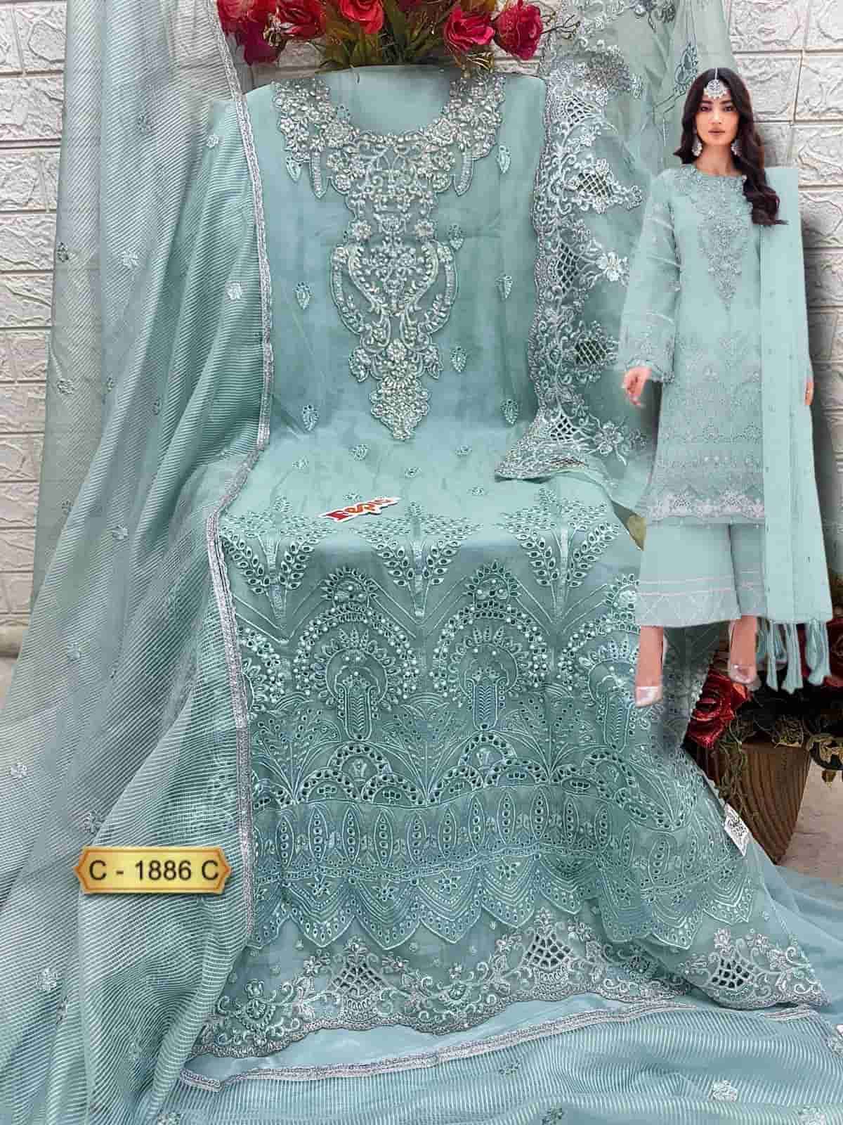 Fepic Rosemeen Organza Embroidered Designer Suit view 6
