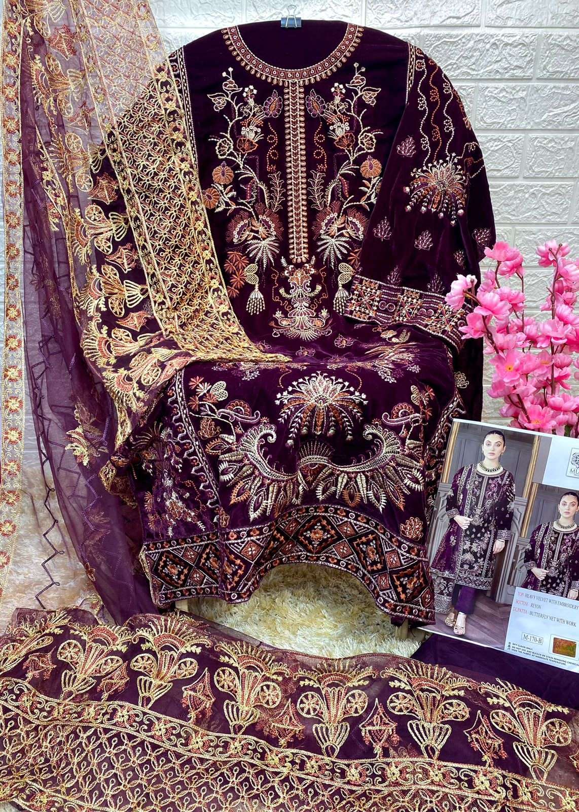 Mushq M 170 Colors Velvet Pakistani Suit Collection view 4
