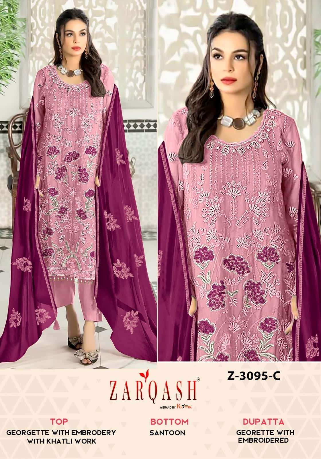 Zarqash Z 3095 Colors Pakistani Embroidered Designer Salwar Suit Wholesalers view 2