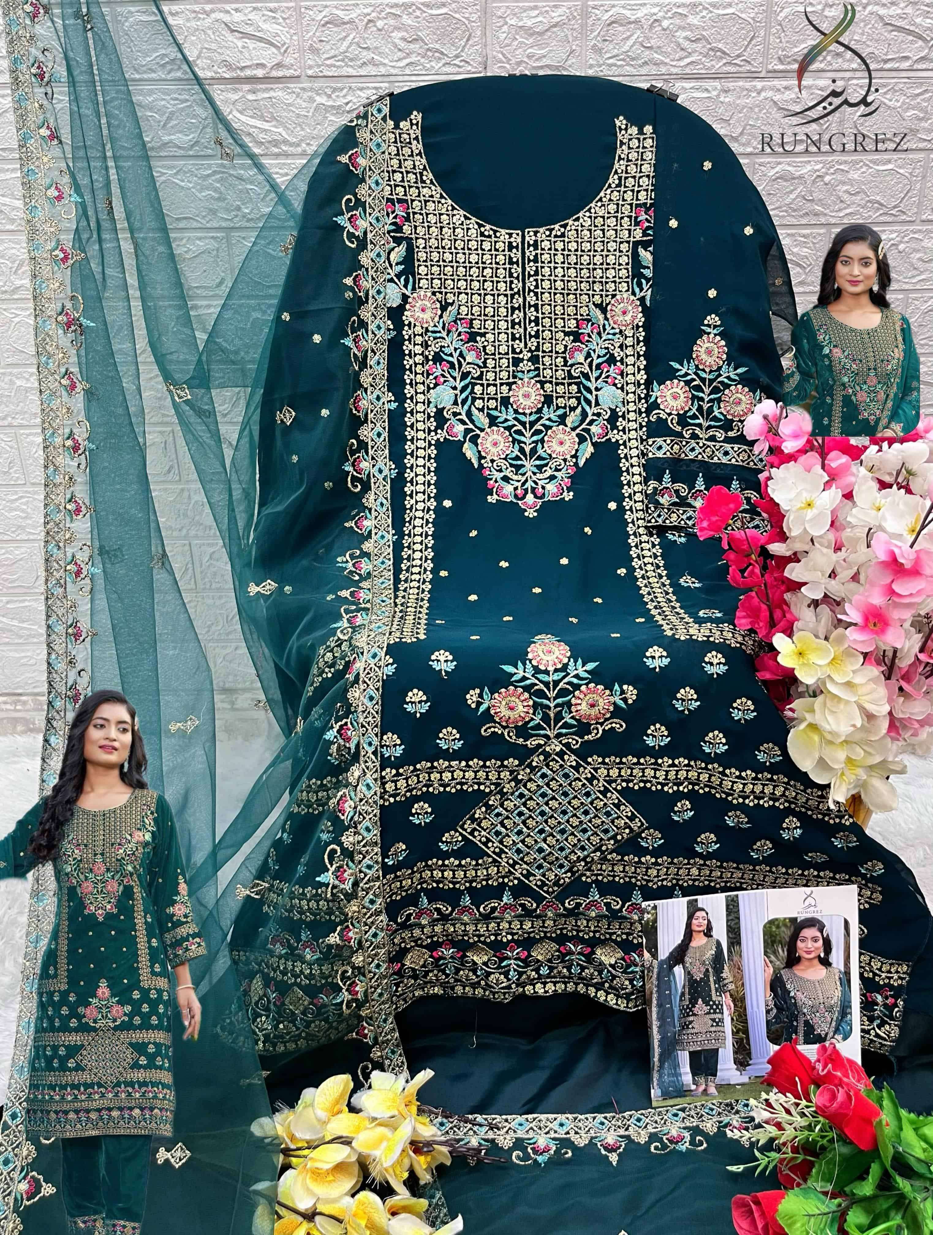 Rungrez 5015 Festive Embroidered Dress