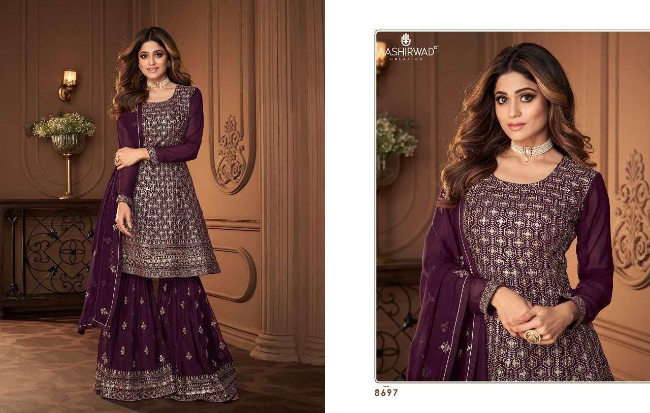 Aashirwad Heroine Designer Free Size Readymade Peplum Style Dress Collection view 8