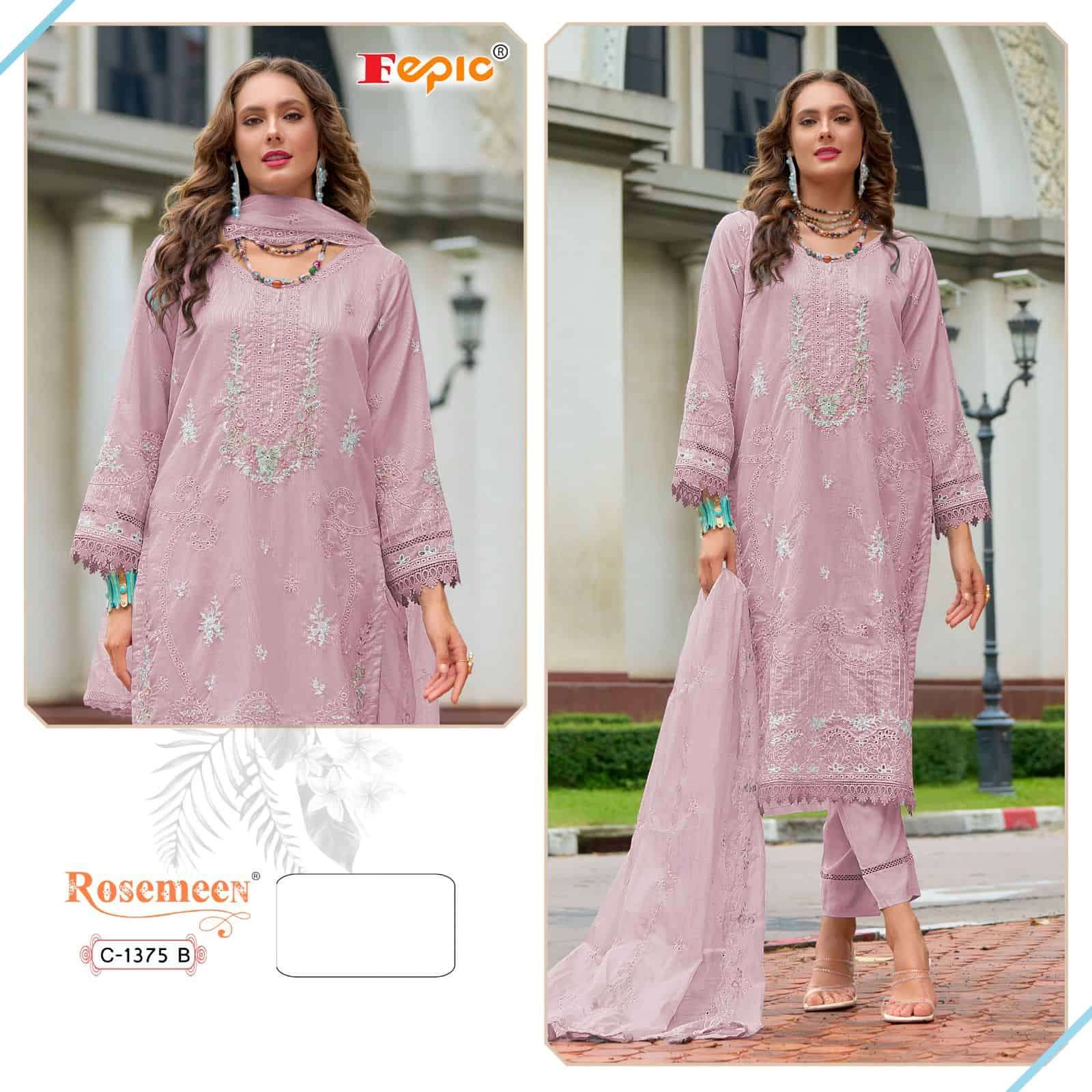 Fepic C 1375 Colors Pakistani Style Designer Embroidered Salwar Kameez Wholesalers view 2