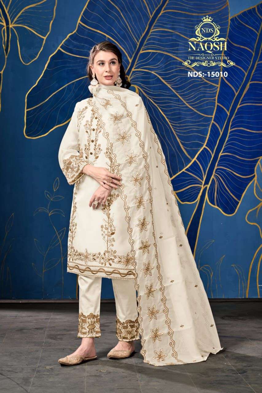 Naqsh Designer Embroidered Organza Salwar Suit view 2