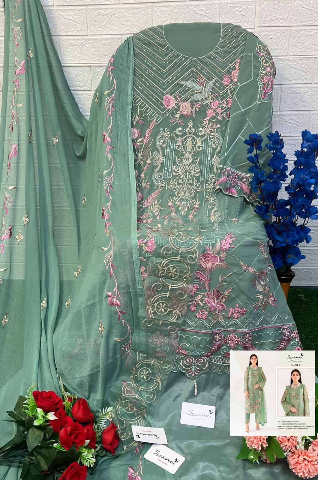 Serine S 201 Colors Pakistani Latest Designs Festive Wear Style Suit Exporter view 9