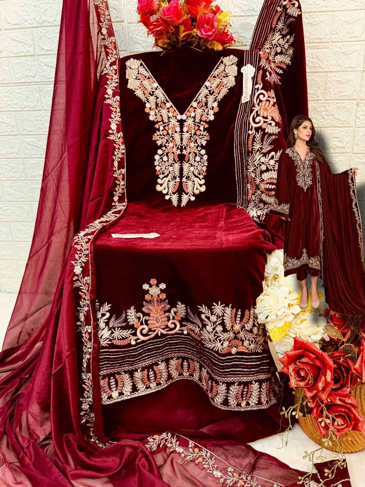 Fepic Rosemeen Velvet Embroidered Suit view 5