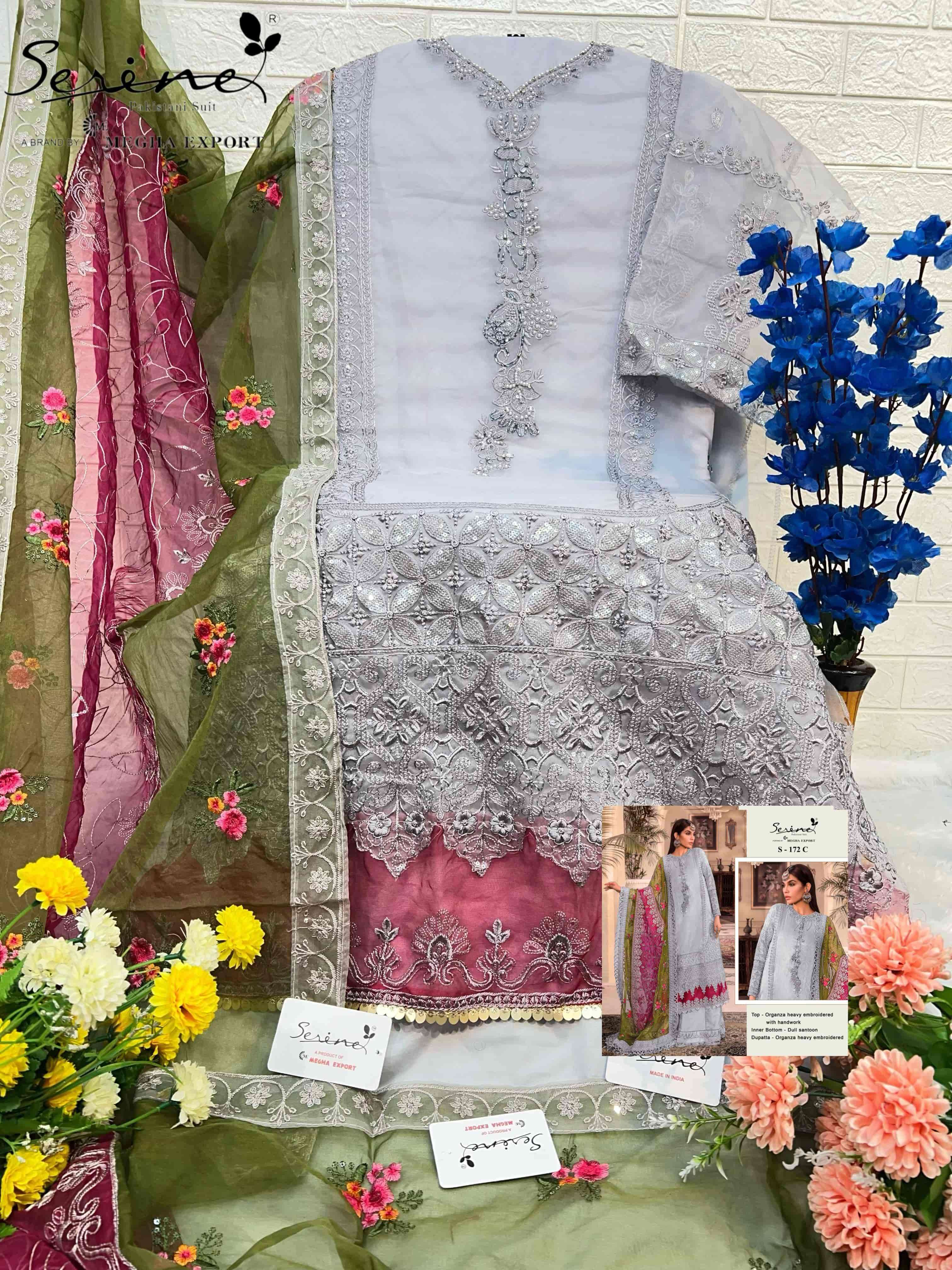 Serine S 172 C Exclusive Designer Organza Embroidered Unstitched Suit Collection view 2