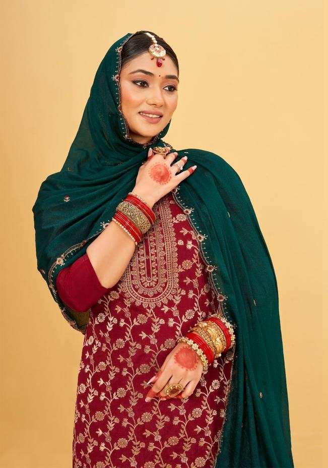 Naari Karvi Fancy Work Maslin Jacquard Festive Collection Dress view 2