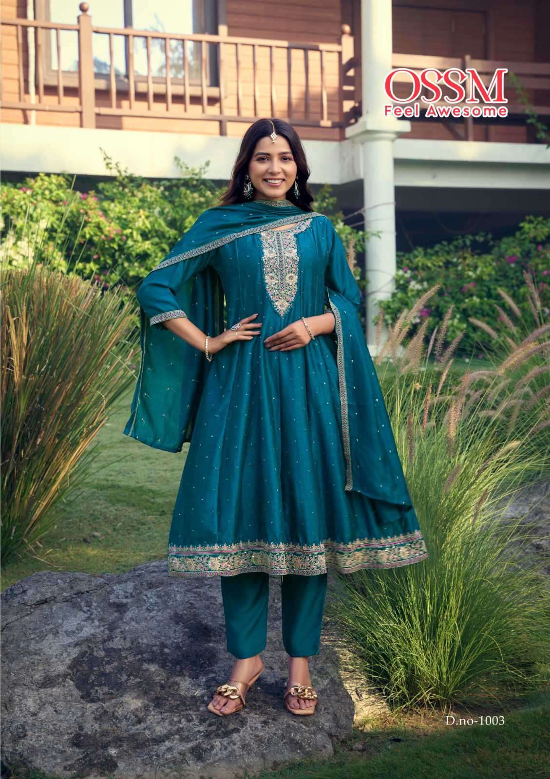 Ossm Shayra Fancy Silk Readymade Anarkali Style Suits view 2