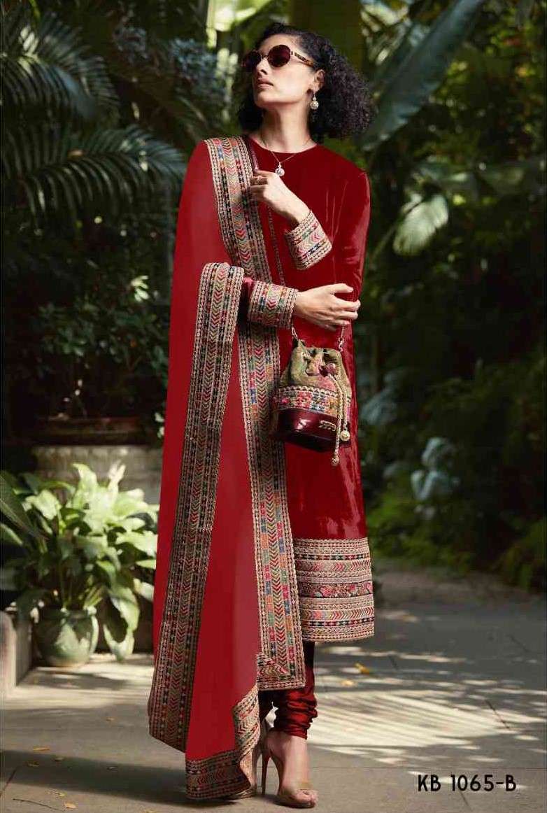 Kb Series Kb 1065 Traditional Partywear Velvet Salwar Suit view 3