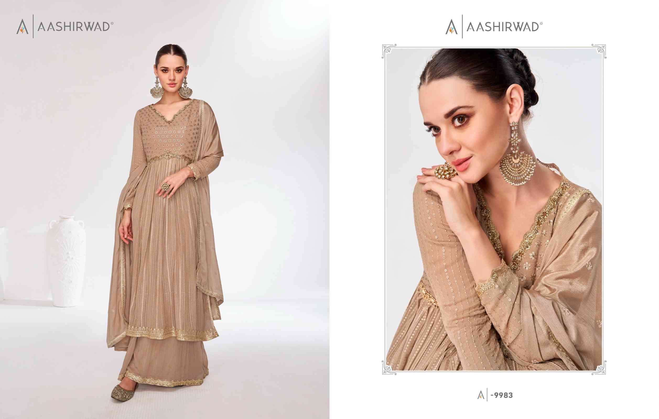 Aashirwad Rosy 9980 To 9983 Readymade Latest Designer Dress Exporters view 9