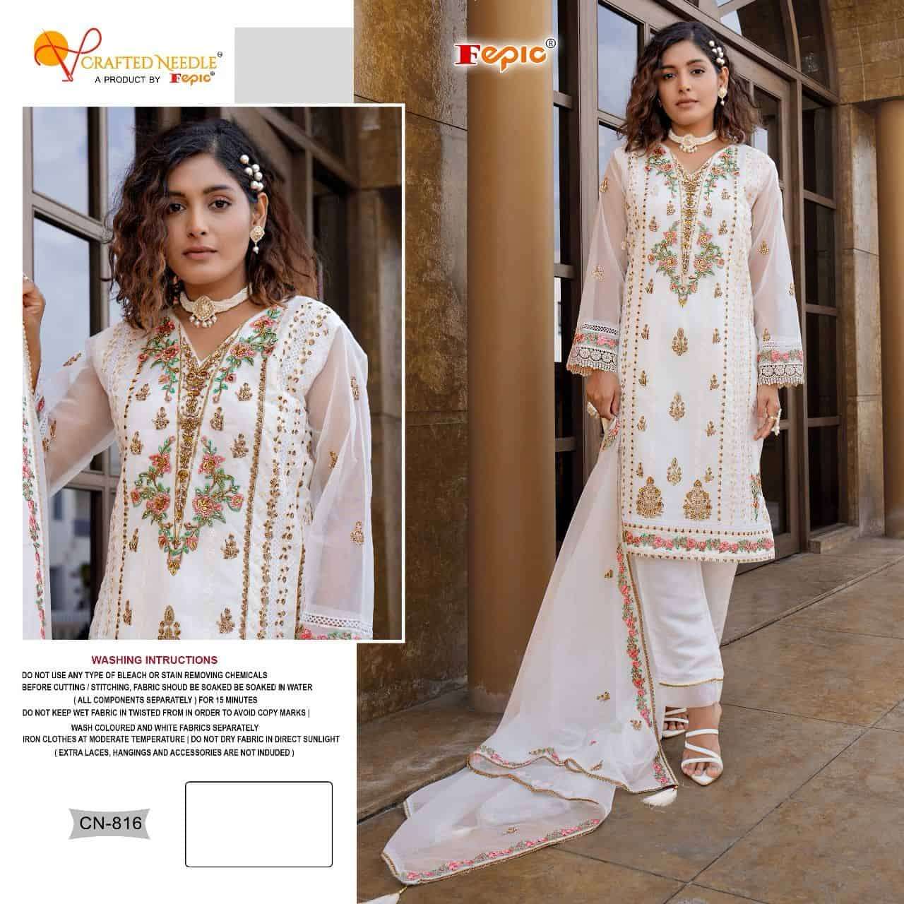 Crafted Needle CN 816 By Fepic Pakistani Designer Style Festive Wear Readymade Wholesalers view 4