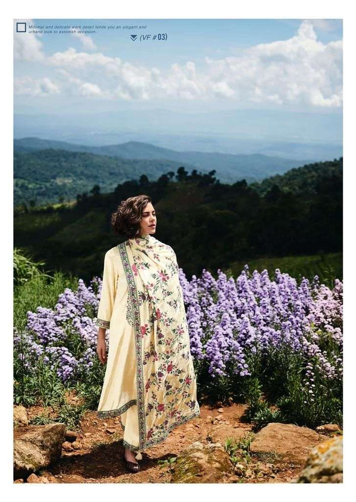 Varsha Valley of Flower Hit Cream Colour Winter Wear Velvet Suit Design view 5