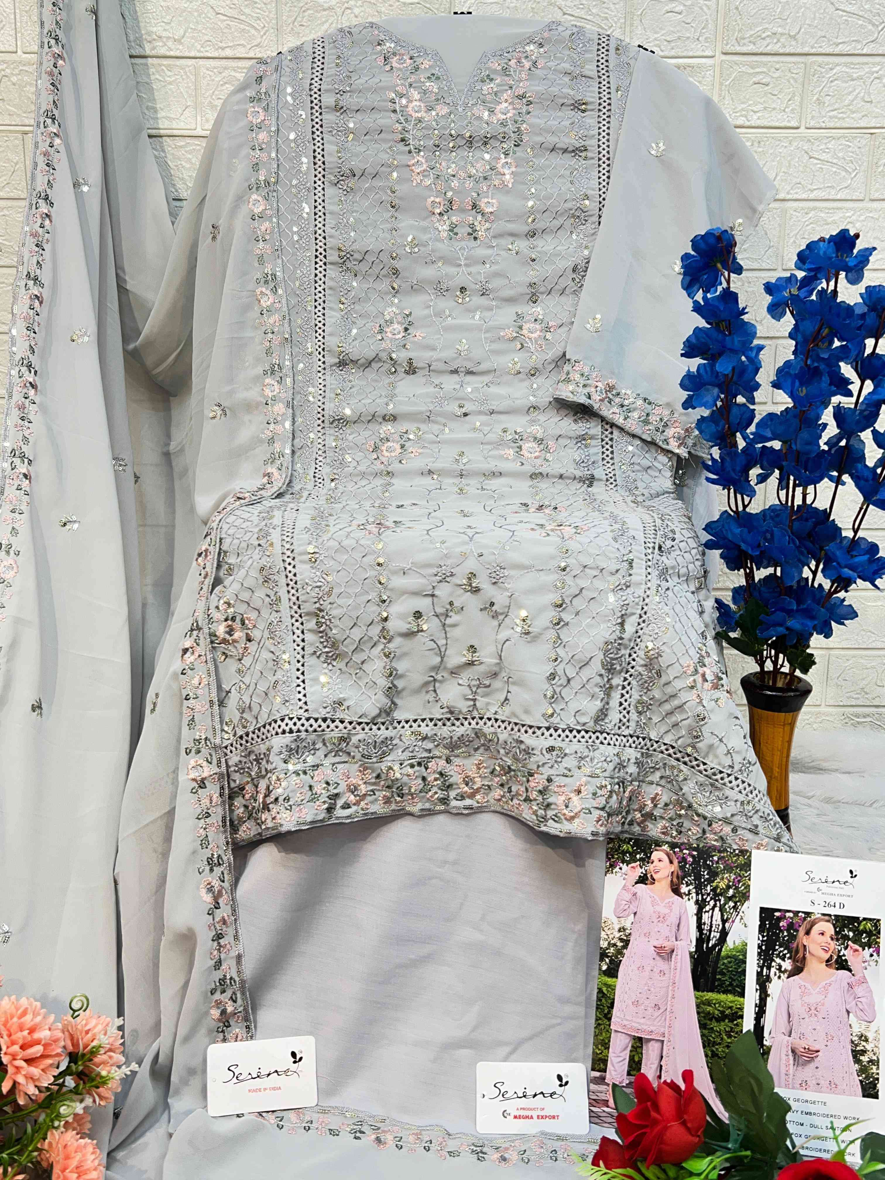 Serine S 264 Colors Pakistani Georgette Ladies Suit Catalog Wholesalers view 2