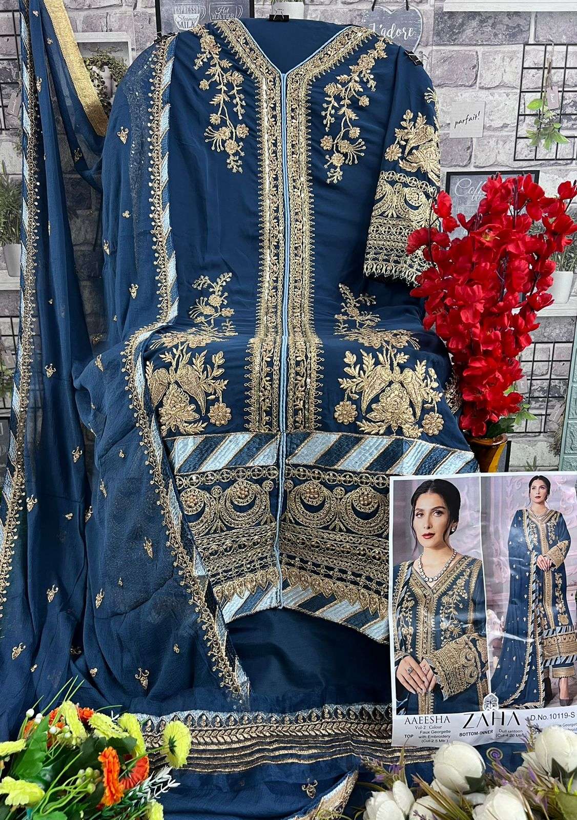 Zaha Aaeesha Vol 2 10119 Colors Pakistani Festive Wear Style Salwar Suit Wholesalers view 9