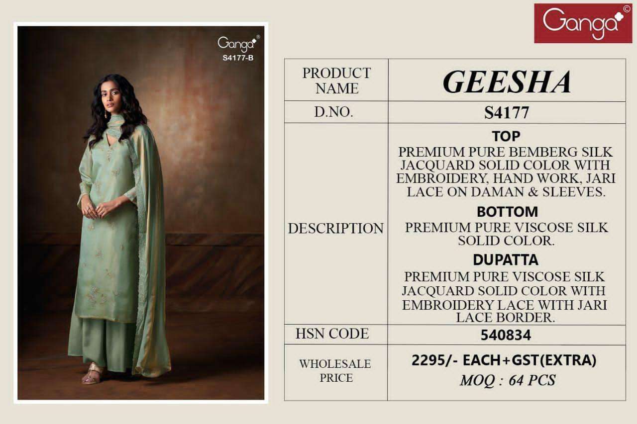 Ganga Fashion Geesha 4177 B Pure Bemberg Silk Suit Latest Collection view 2