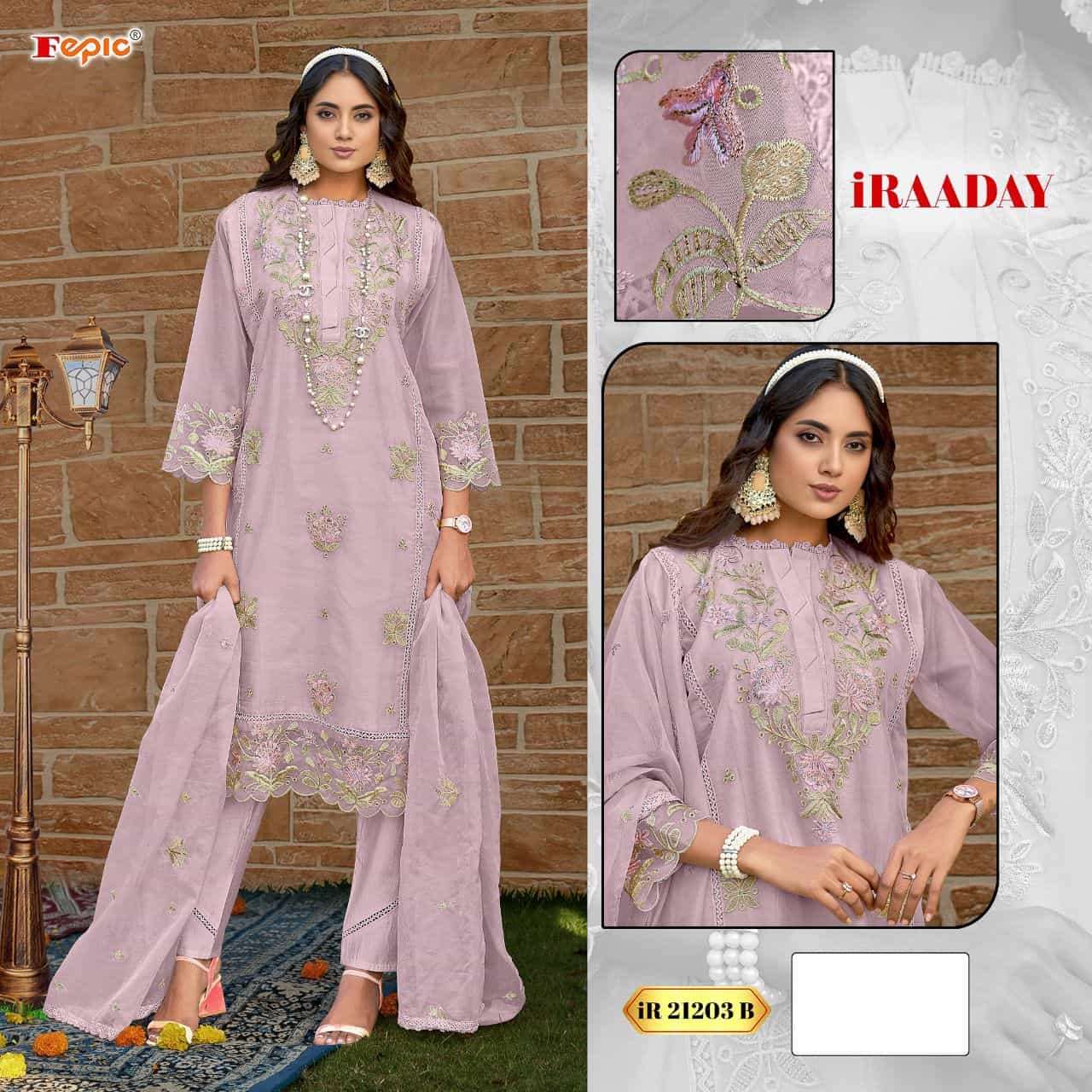 Fepic IR 21203 Colors Pakistani Embroidered Organza Dress Wholesalers view 2