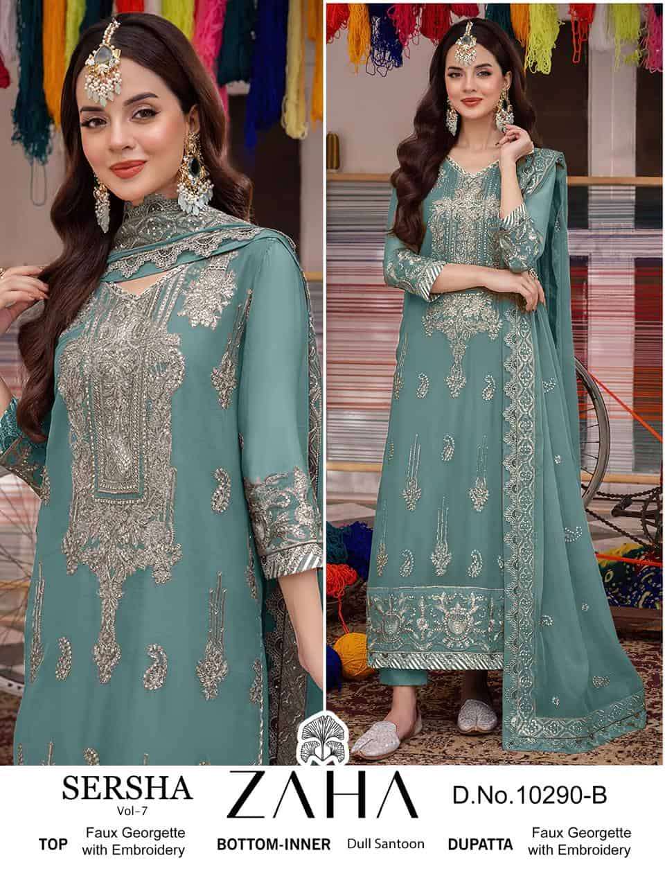 Zaha Sersha Vol 7 10290 Colors Georgette Fancy Salwar Kameez Limited Edition view 10