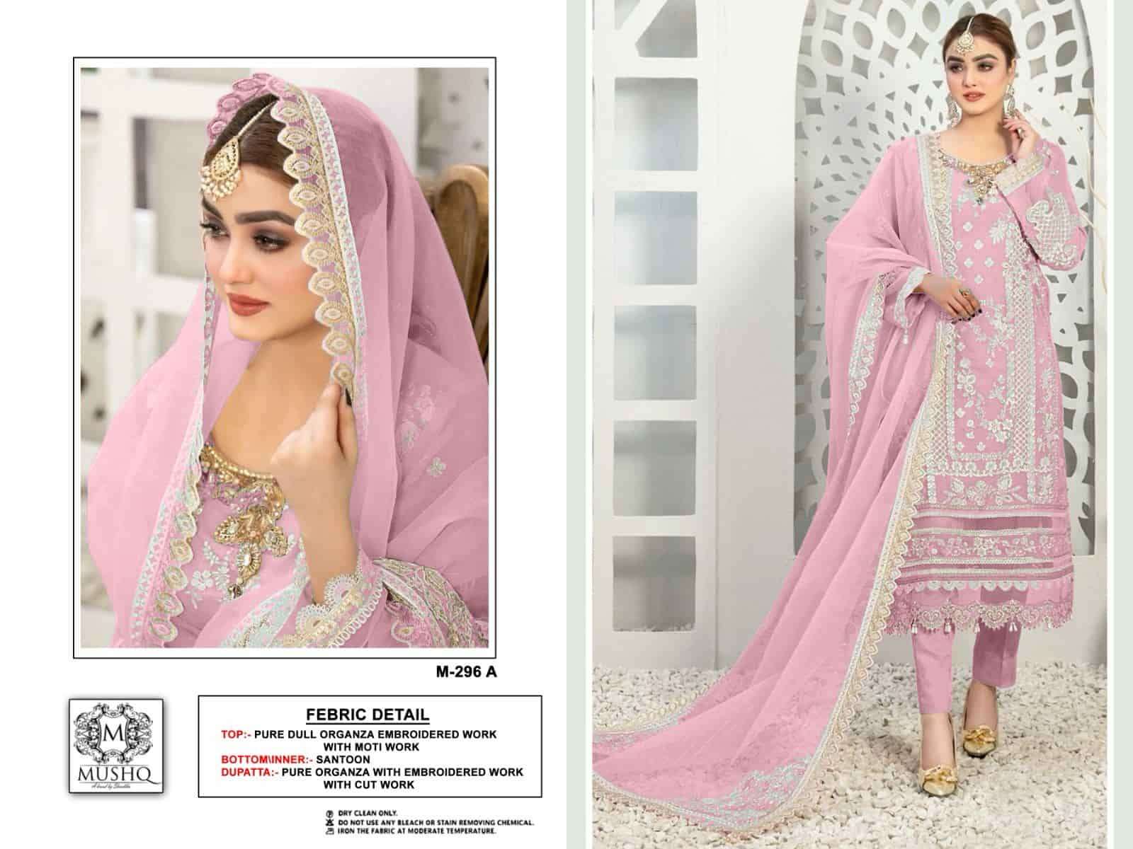 Mushq M-296 B Organza Embroidered Pakistani Suit