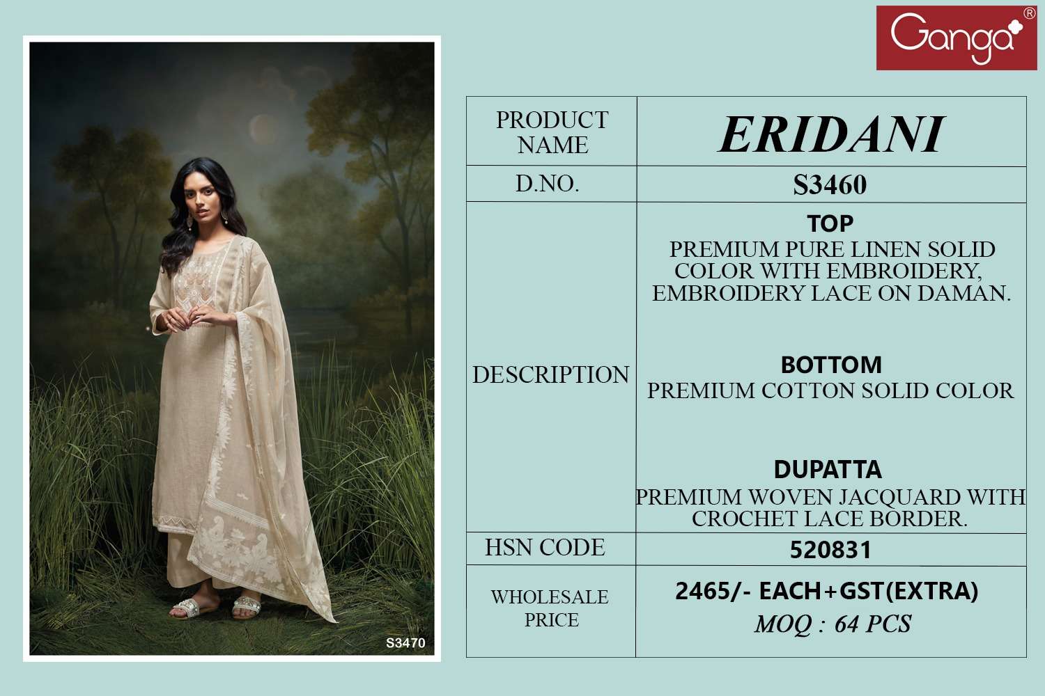 Ganga Fashion Eridani Pure Linen Suit view 2