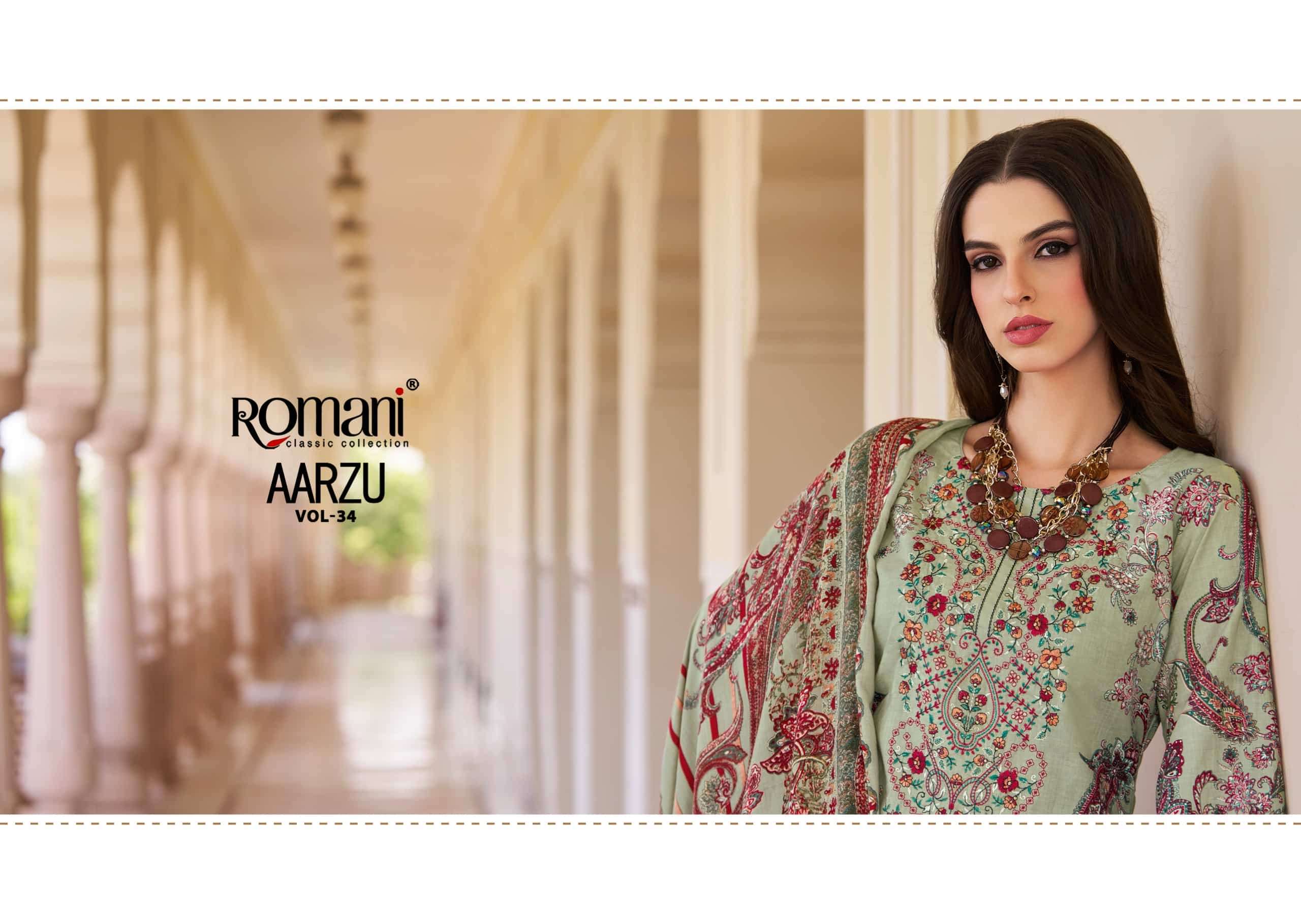 Romani Aarzu Vol 34 Unstitch Cotton Ladies Suit view 4