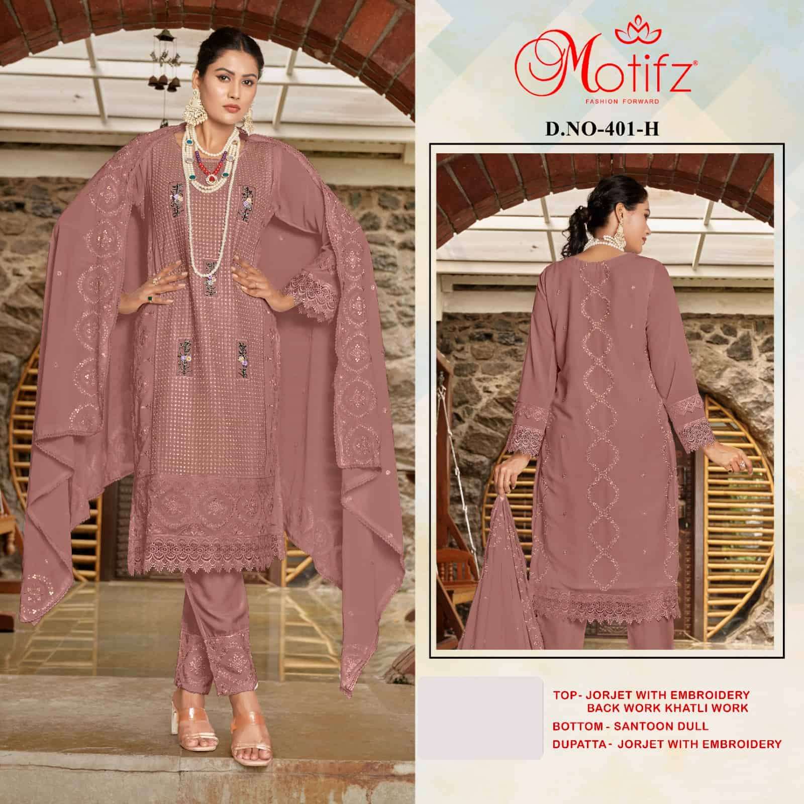 Motifz 401 Colors Pakistani Latest Party Wear Style Designer Salwar Suit Wholesalers view 4
