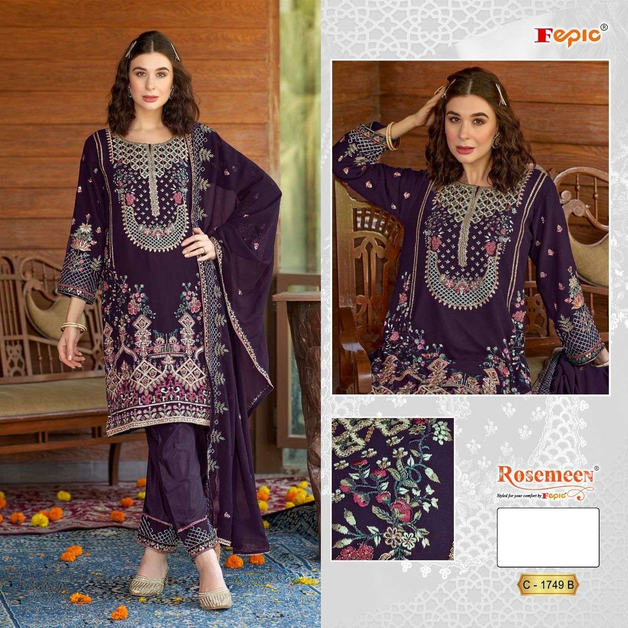 Fepic C 1749 Colors Rosemeen Pakistani Designer Dress view 4