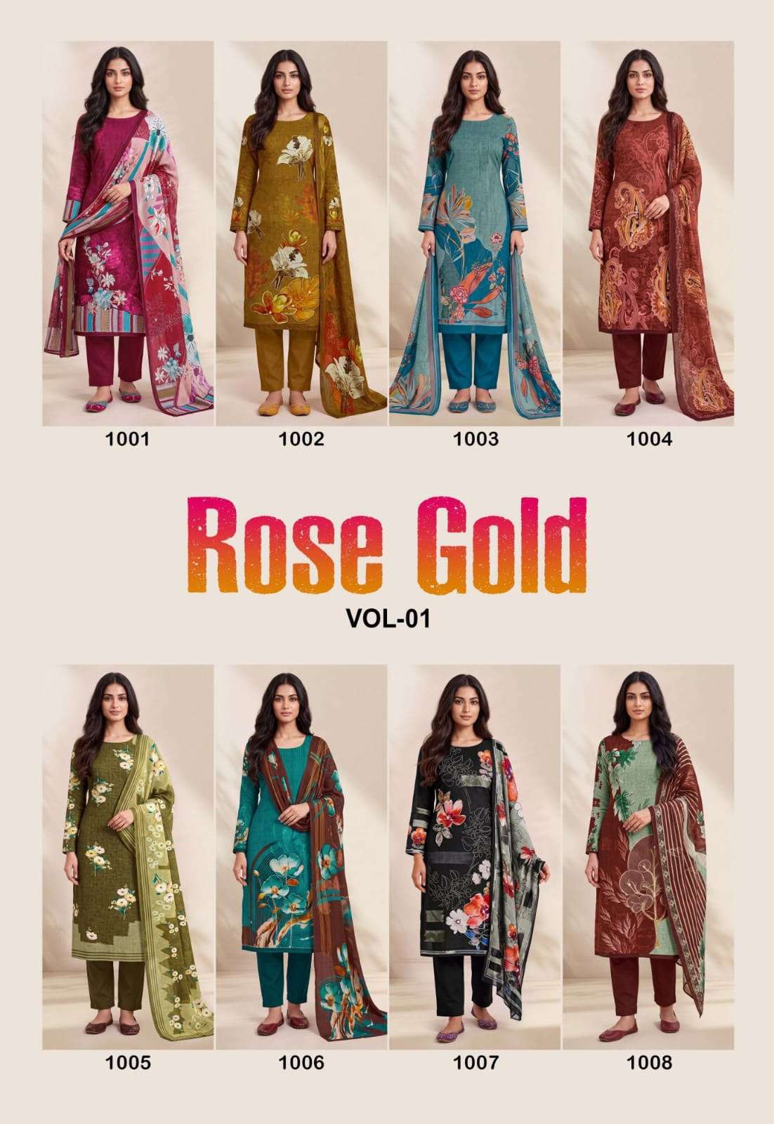 Metrika Designs Rose Gold Vol 1 Heavy Cotton Dress Material view 2