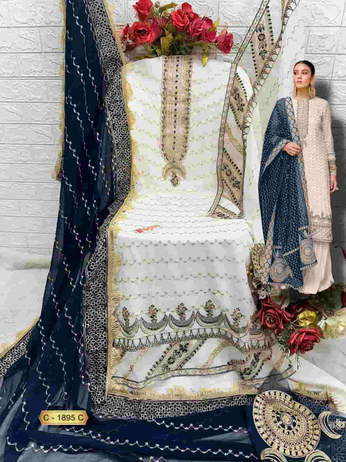 Fepic C 1895 C Exclusive Designer Style Pakistani Embroidered Suit Collection view 2