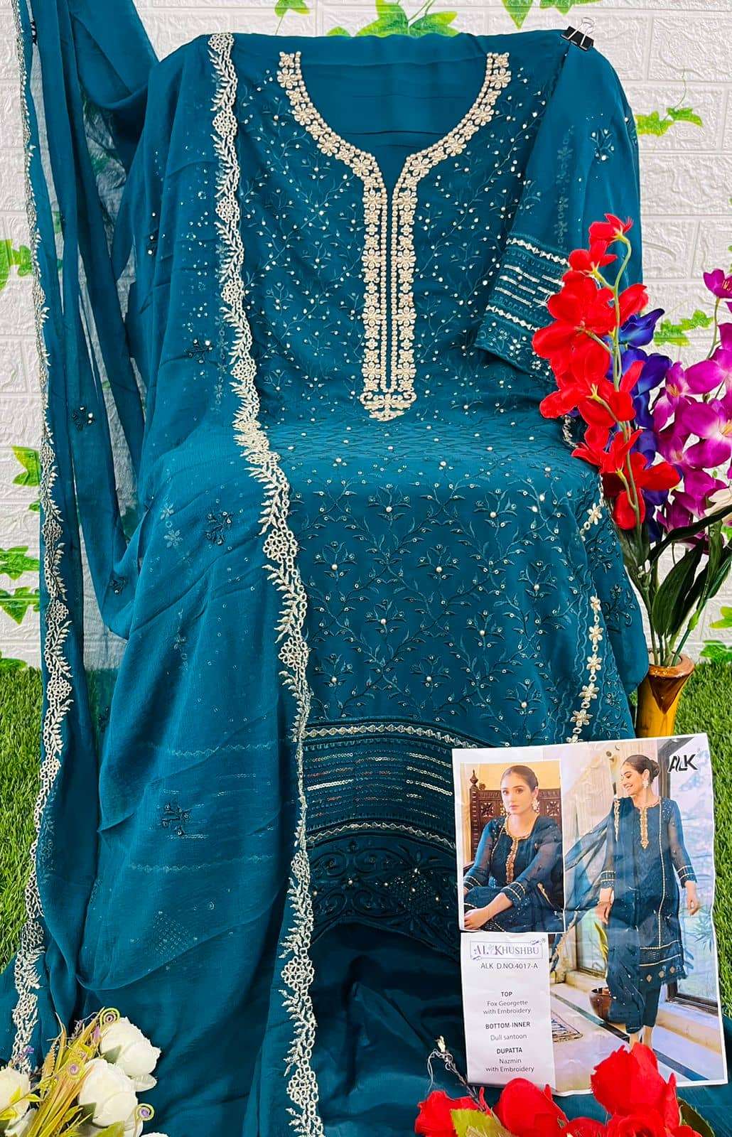 Al Khushbu Suhana Pakistani Georgette Suit view 7