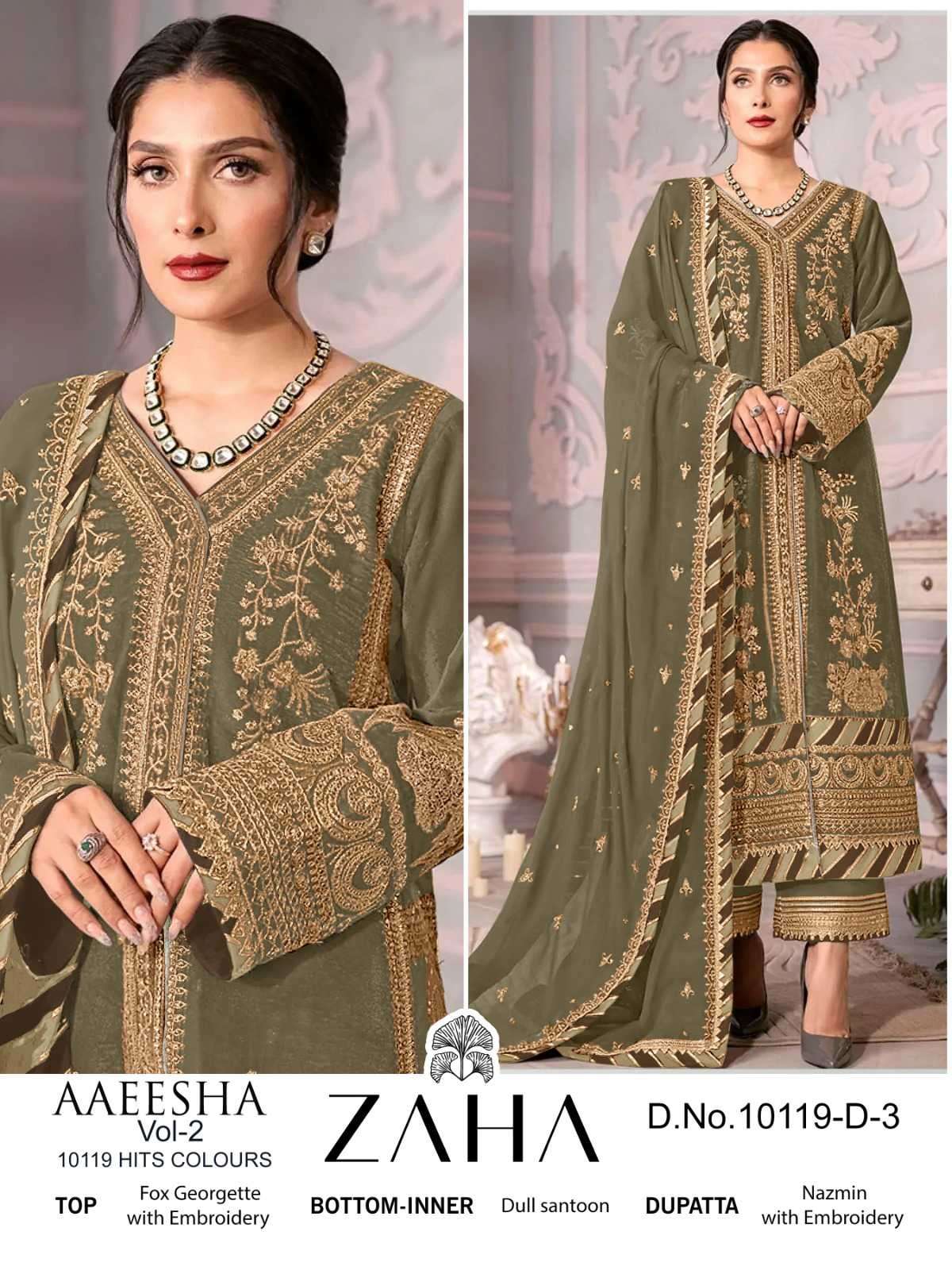 Zaha Aaeesha Vol 2 10119 D Colors Partywear Style Designer Pakistani Suit view 5