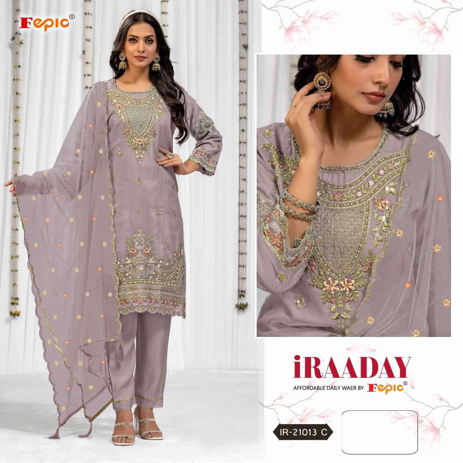 Fepic Iraaday IR 21013 Colors Pakistani Style Latest Organza Salwar Suit Wholesalers view 3