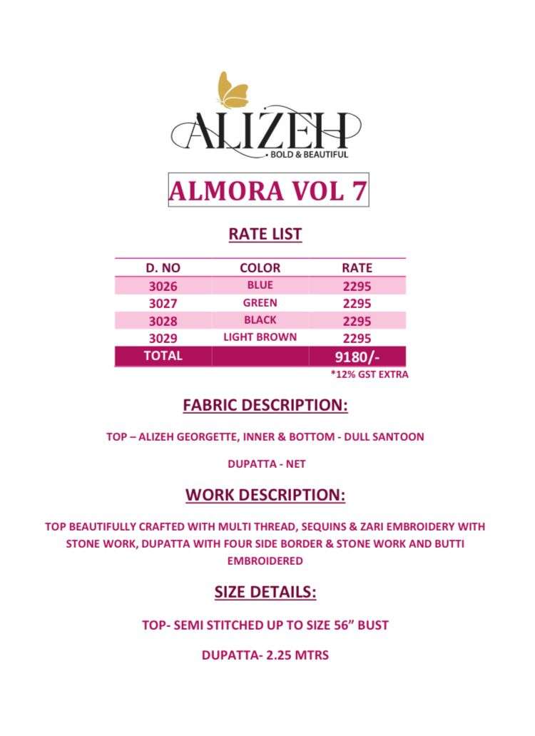 Alizeh Almora Vol 7 Designer Work Festive Collection Straight Suit view 7