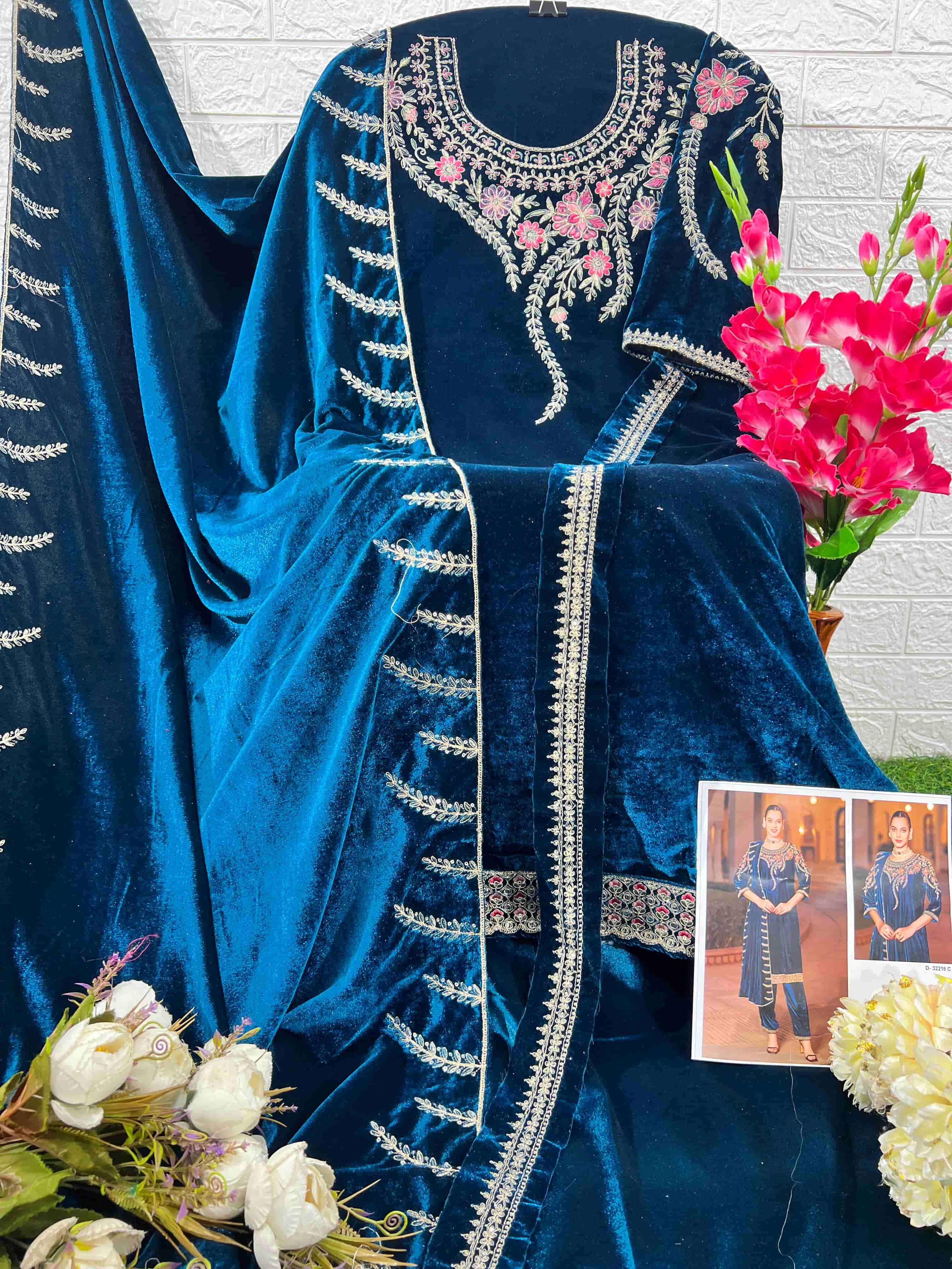 Deepsy D 32218 C Exclusive Latest Designer Velvet Suit Ensemble view 2