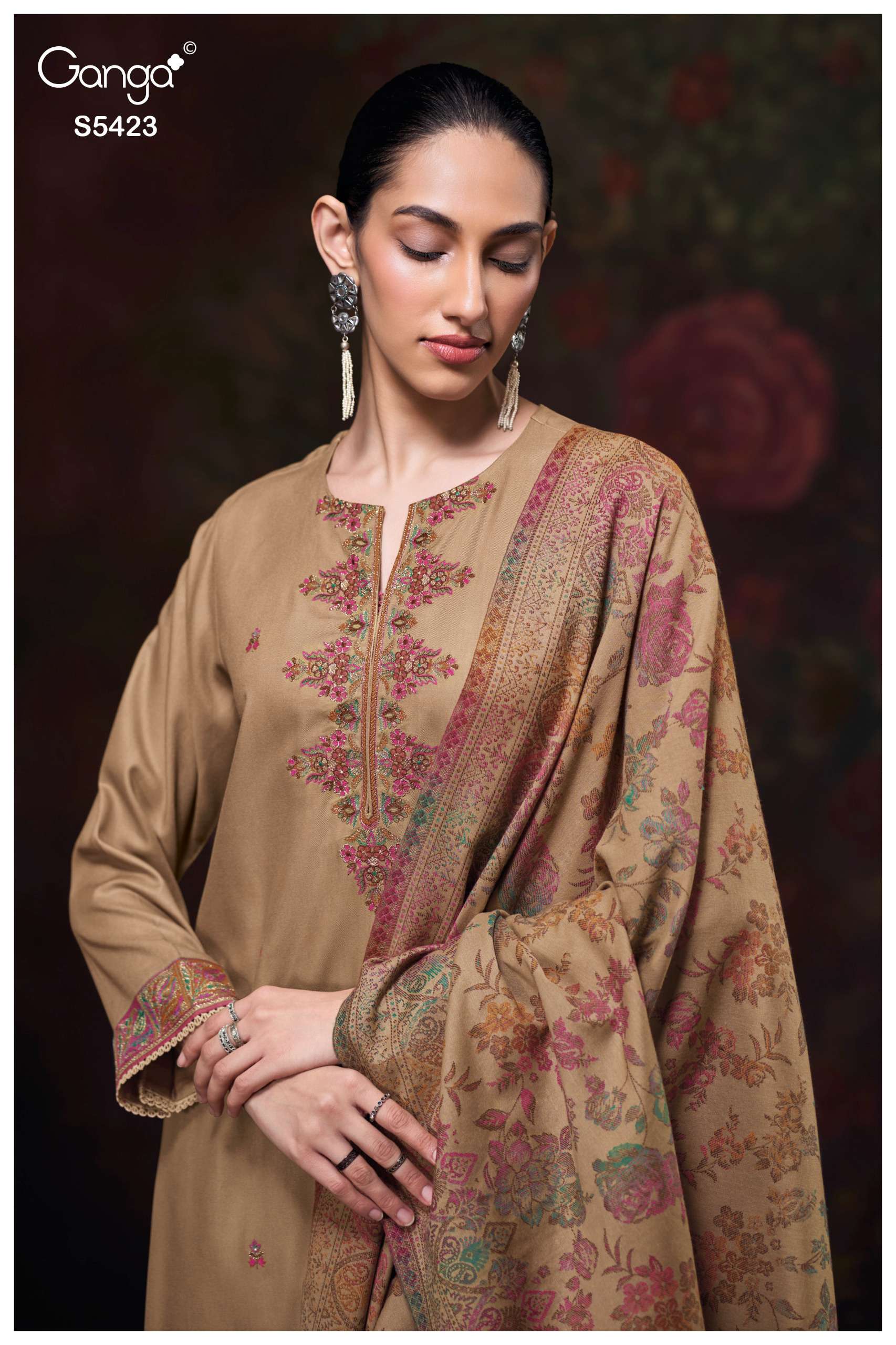 Ganga Fashion Sharaya 5423 Pure Pashmina Salwar Kameez Collection view 2