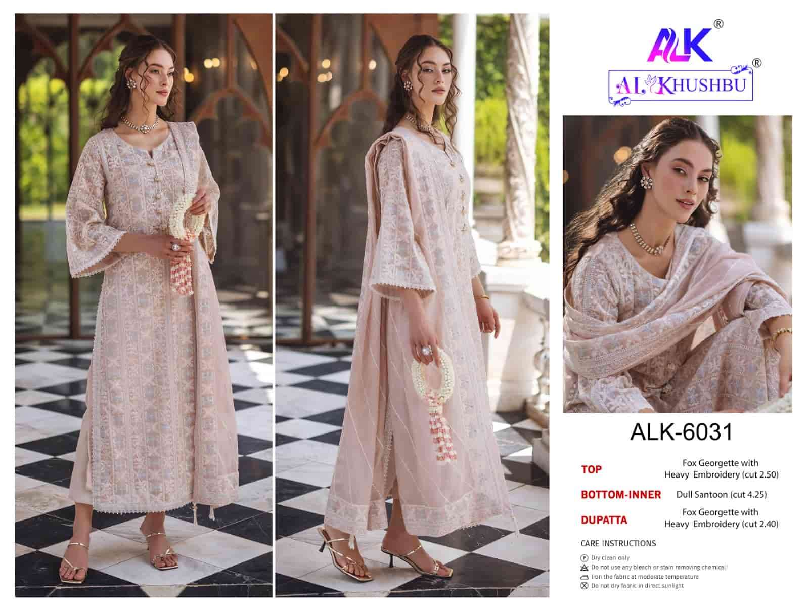Al Khushbu 6030 To 6032 Pakistani Style Designer Georgette Suit Wholesalers view 3