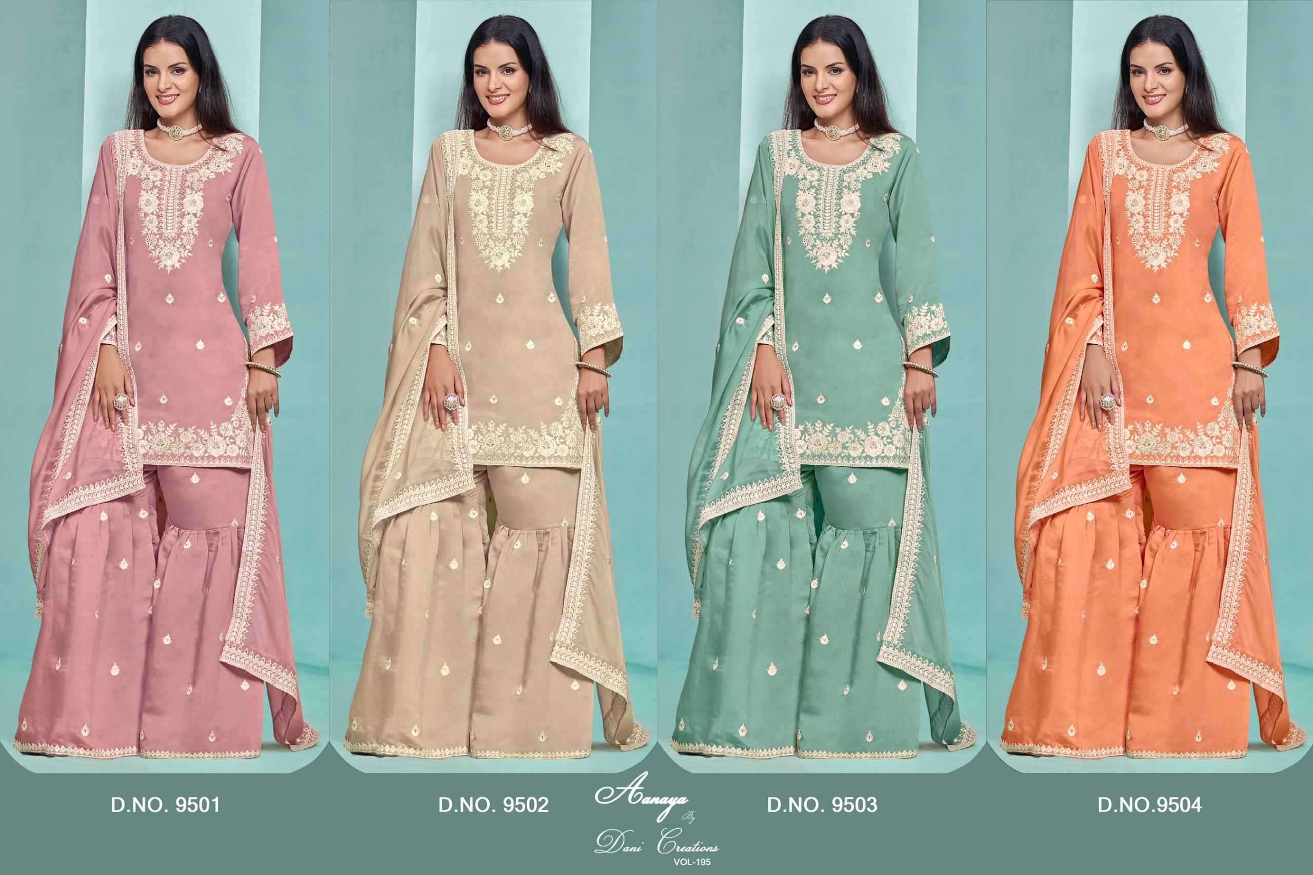 Aanaya Vol 195 9501 To 9504 Sharara Pattern Suits view 9