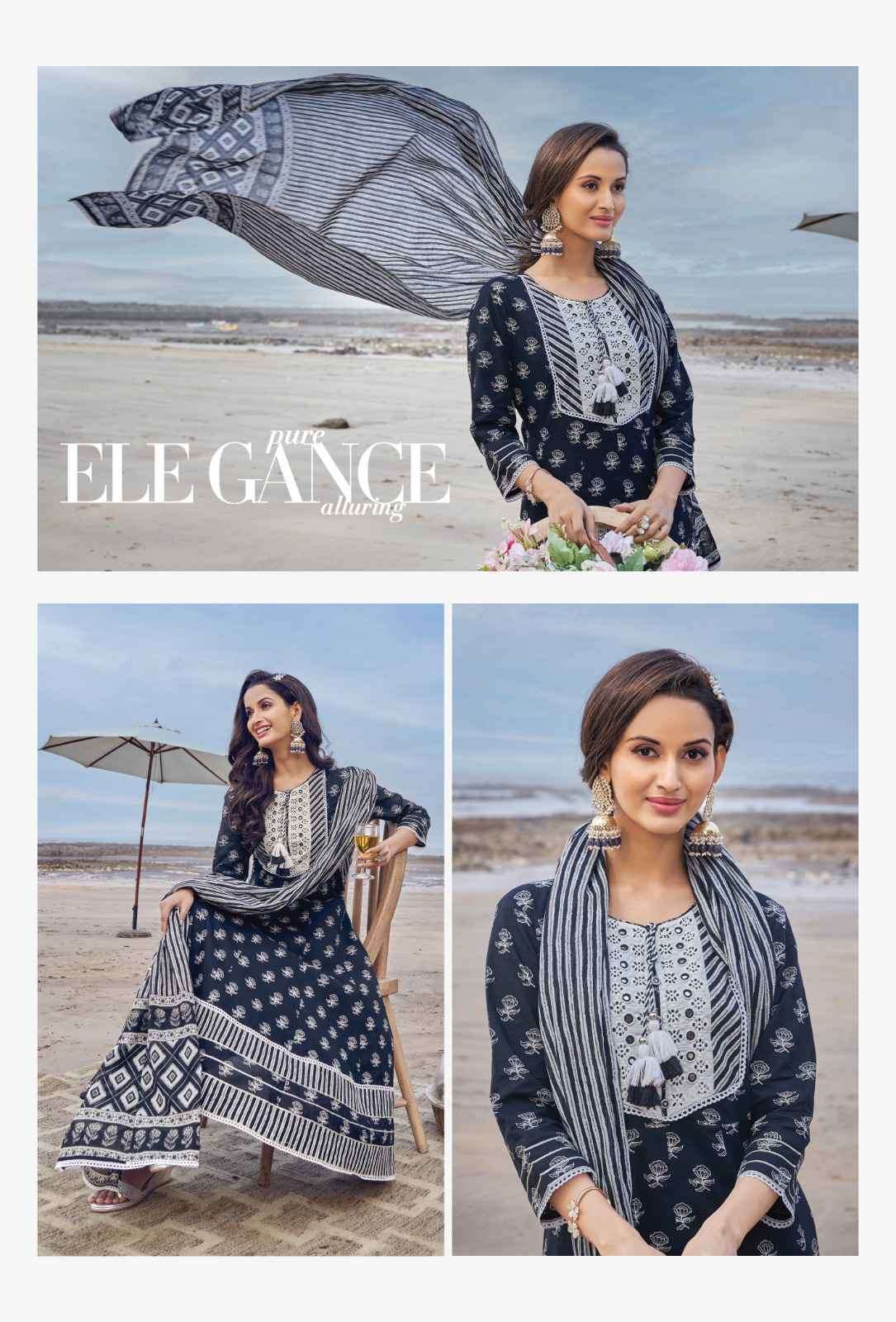 Hiva Mahek Pure Cotton Exclusive Anarkali Style Dress Combo Designs view 2