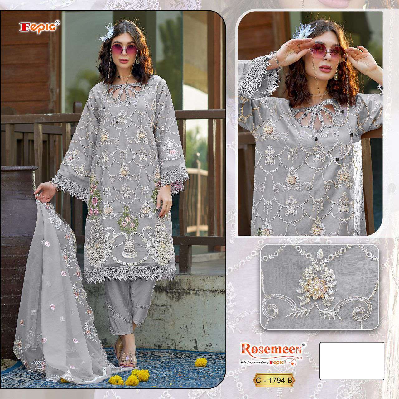 Fepic Rosemeen Organza Pakistani Salwar Suit view 4