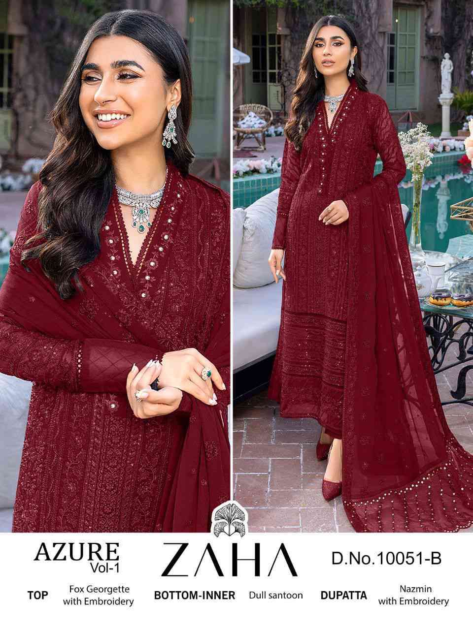 Zaha Azure Vol 1 10051 Hit Colors Pakistani Salwar Suit view 4