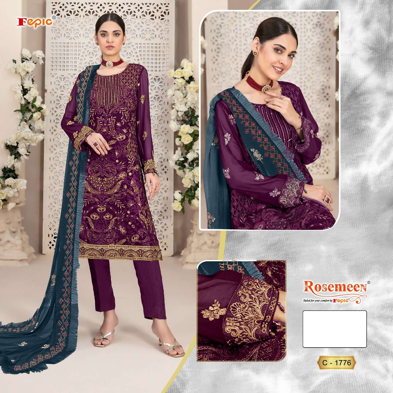 Fepic C 1776 Pakistani Designer Georgette Salwar Suit Exporter