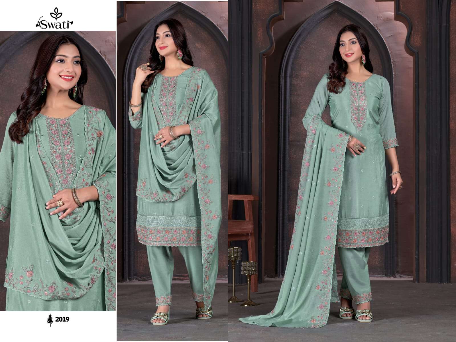 Swagat Swati 2016 To 2020 Festive Wear Chinon Suit New Collection view 2