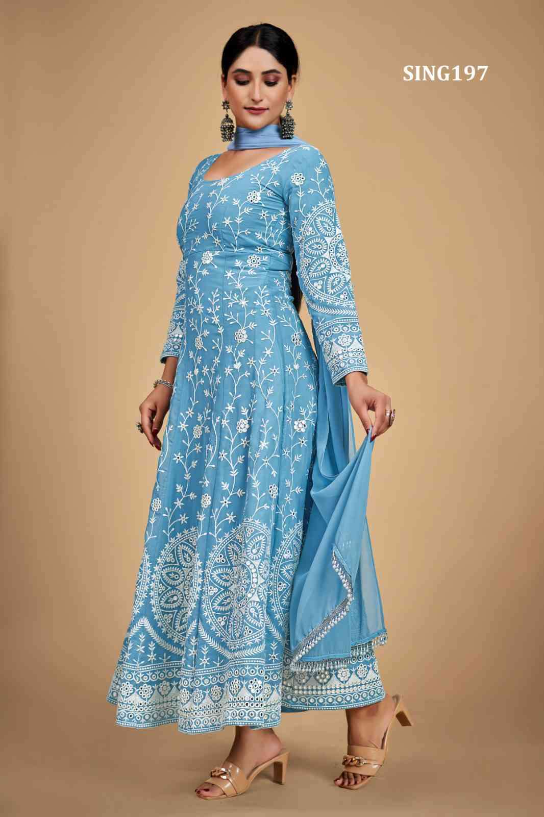 Arya Designs Sing197 Partywear Anarkali Dress Online Collection view 3