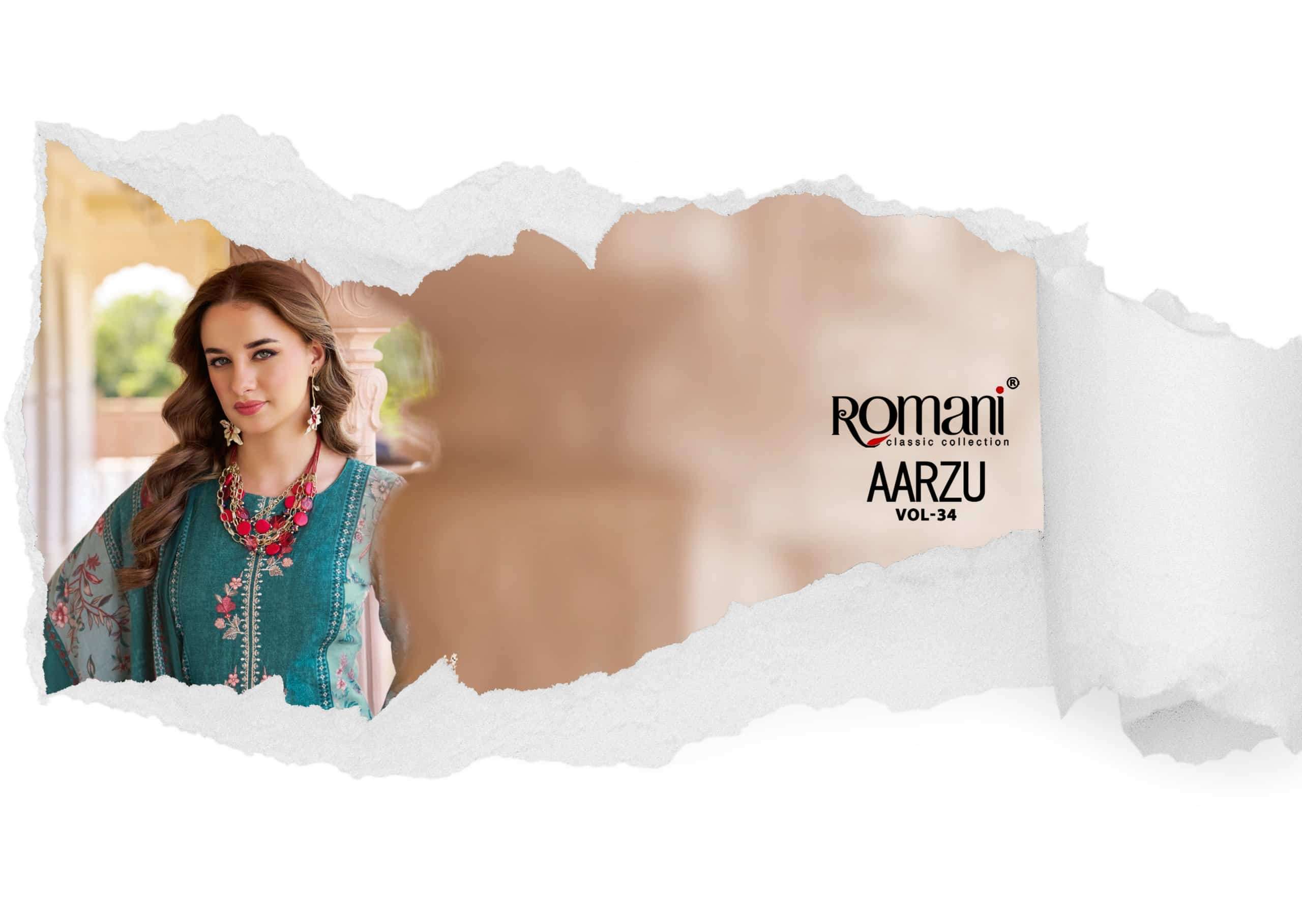 Romani Aarzu Vol 34 Unstitch Cotton Ladies Suit view 8