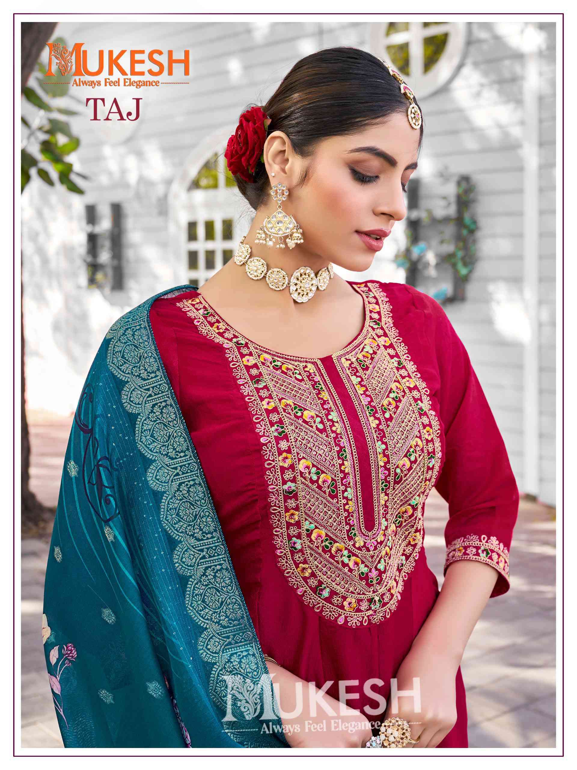 Mukesh Taj Anarkali Kurti Bottom Dupatta Set New Collection view 5