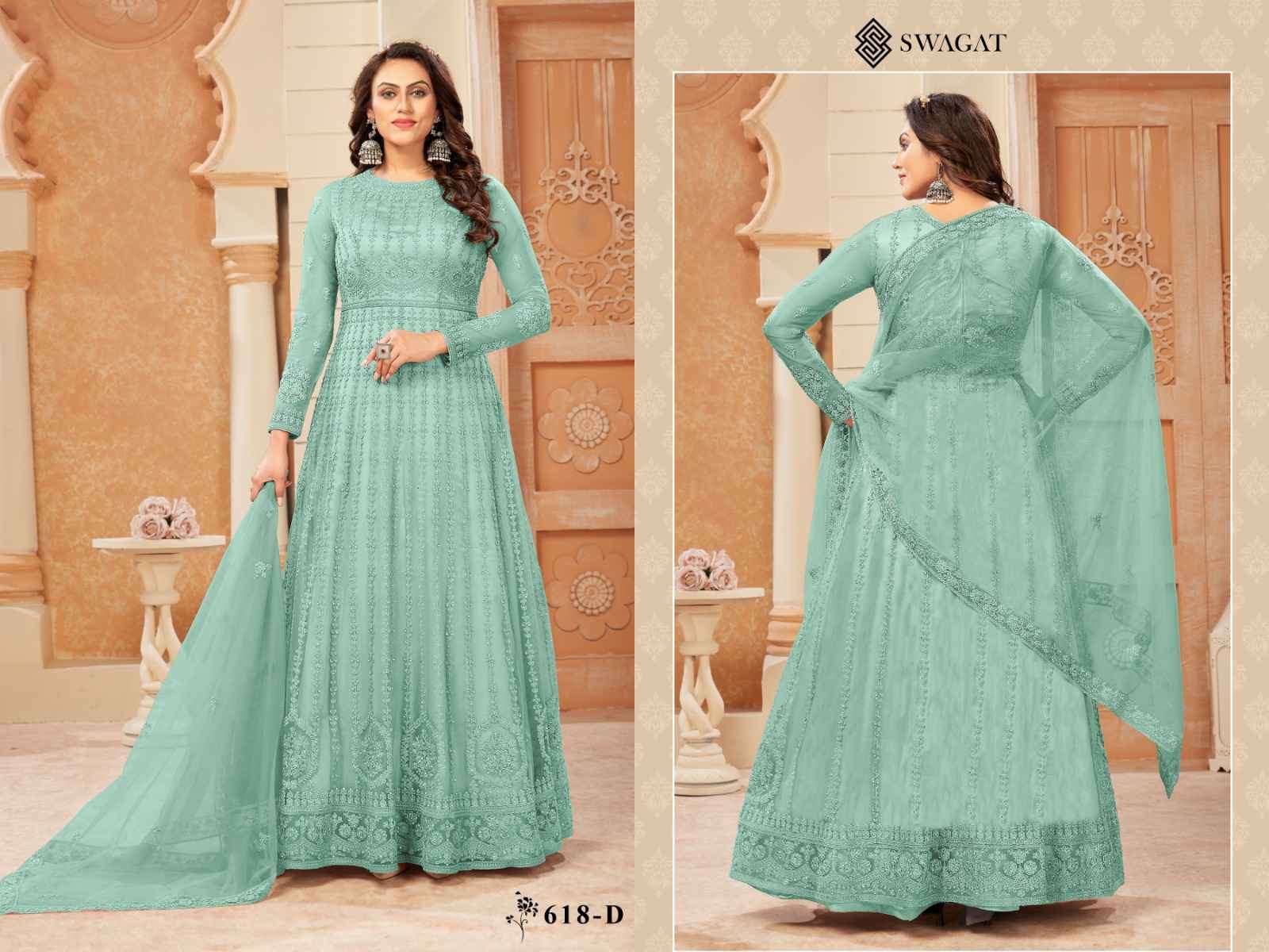 Swagat 618 Colors Partywear Net Anarkali Gown view 4