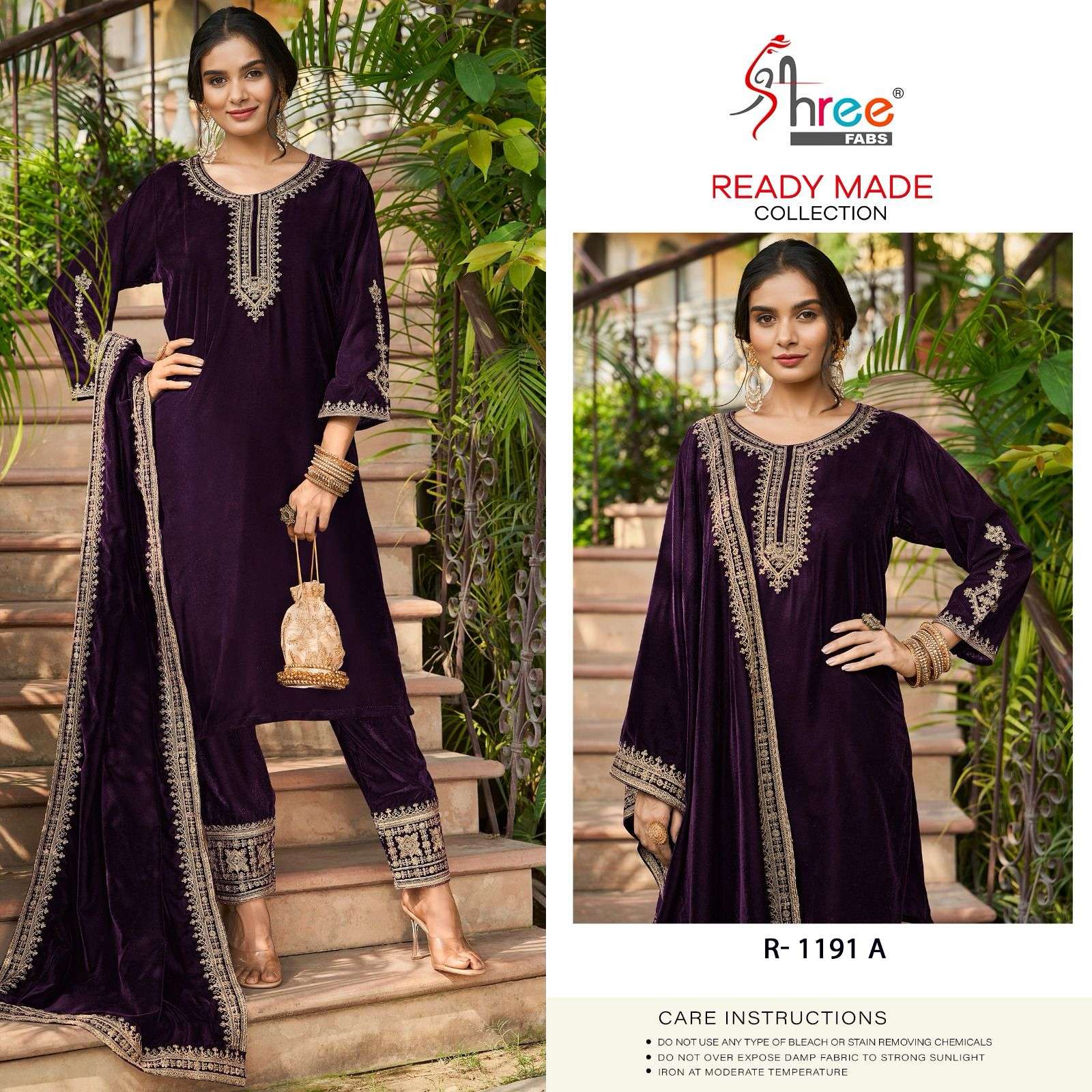 Shree Fabs Designer Velvet Suit view 4