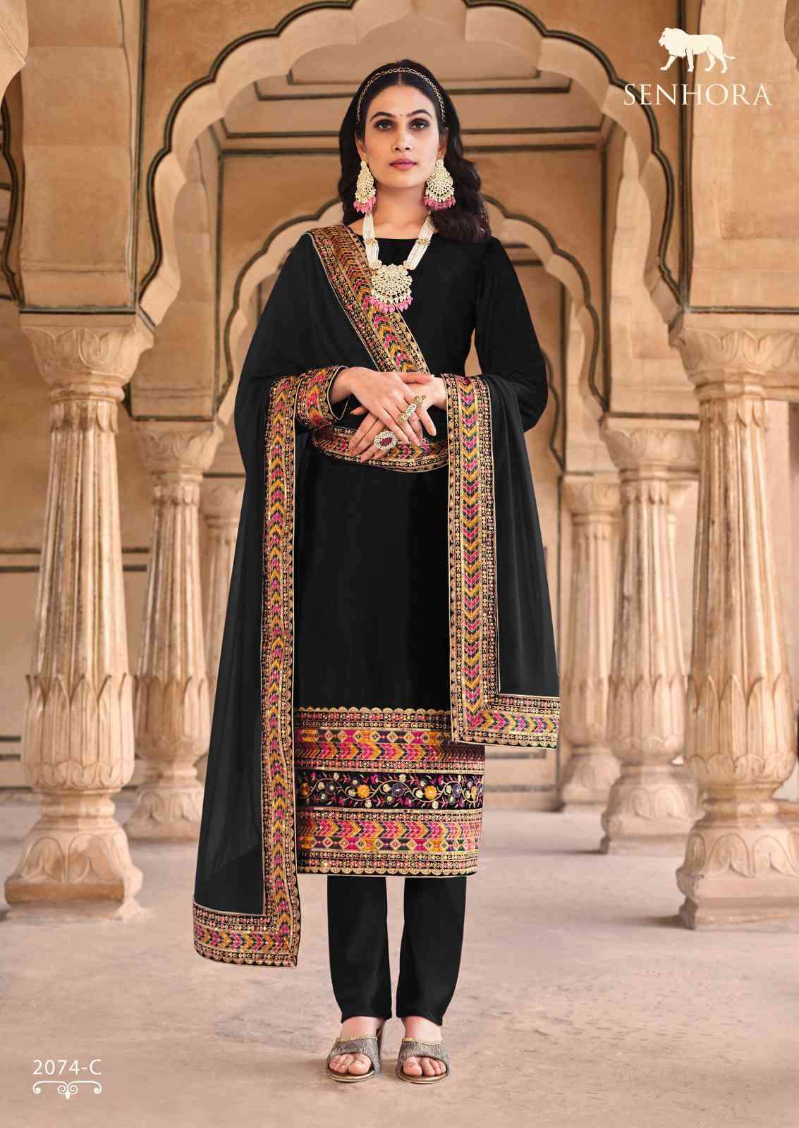 Senhora Aadhya 2074 Colors Designer Velvet Wedding Collection Suit Exporter view 5