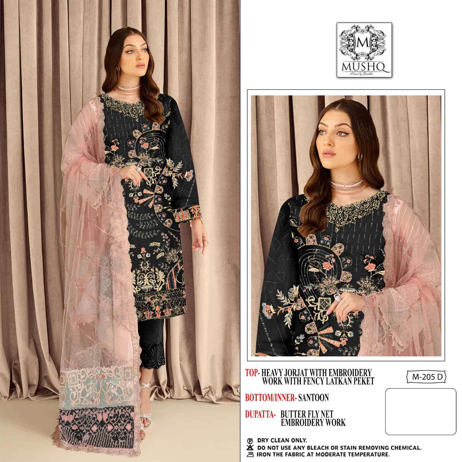 Mushq M 205 Colors Fancy Designer Style Party Wear Pakistani Suit Exporter view 5