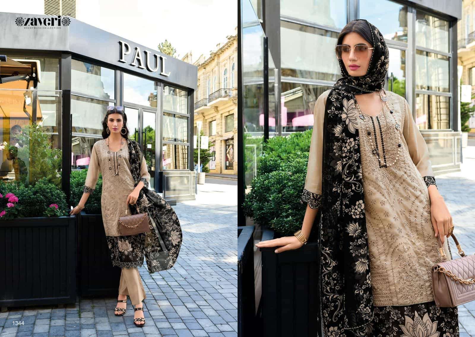 Zaveri Scarlet Fancy Designer Style Organza Embroidered Suit Wholesalers view 4